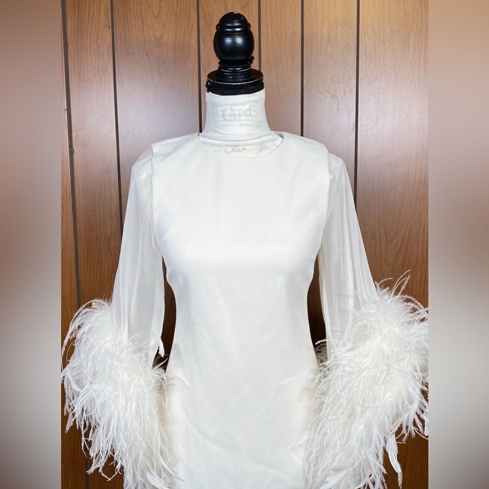Alice + Olivia Izola Feather-Trim Minidress size 2 - Picture 5 of 12